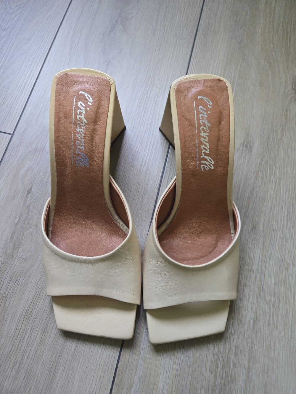 L'INTERVALLE Nude High Block Heel Mules size 38